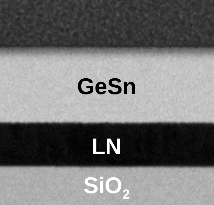 GeSn / LN / SiO2 적층 단면 전자현미경 사진